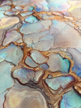 Preview: Outdoorstoff Flowing Bloom Marbels in erd/gold Töne by Swafing von Sarah Mariam